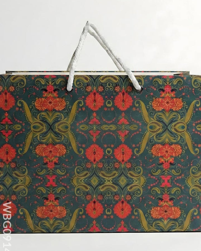 Multi Designed Paper Bags - Green Floral Print - WBG0914-2 - Paper Bags