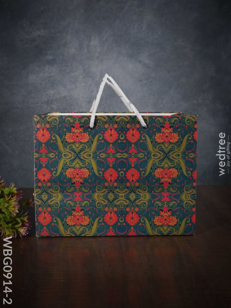 Multi Designed Paper Bags - Green Floral Print Wbg0914-2