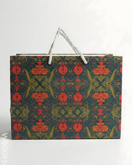 Multi Designed Paper Bags - Green Floral Print - WBG0914-2 - Paper Bags
