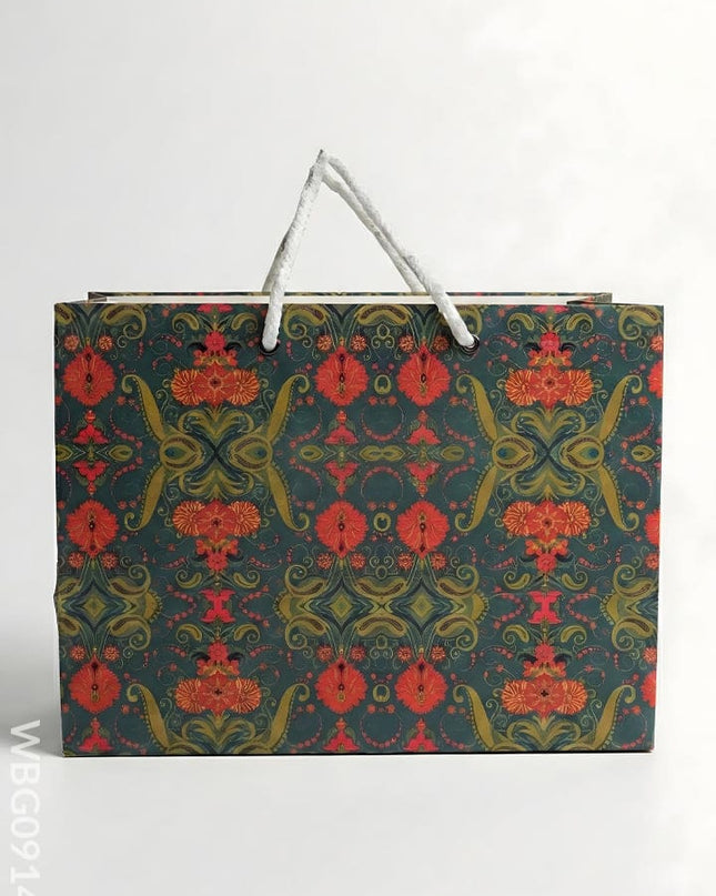Multi Designed Paper Bags - Green Floral Print - WBG0914-2 - Paper Bags