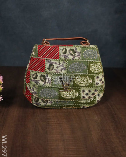 Multicolour Printed Fabric Sling Bag With Lock - Wl2976 Bags