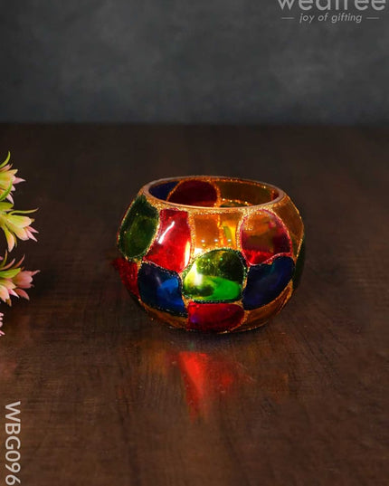 Multicoloured Glass Candle Holder - Wbg0967 Candles