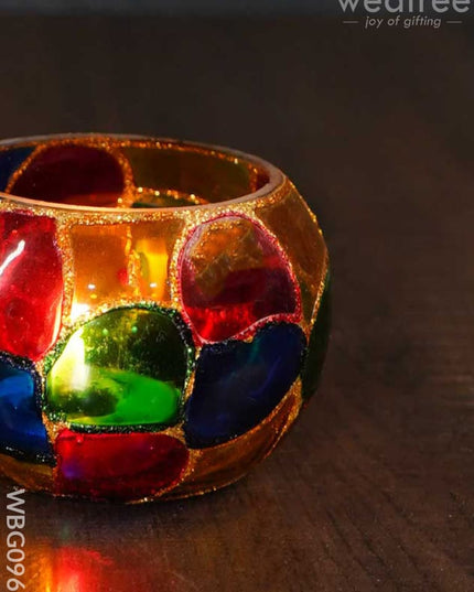 Multicoloured Glass Candle Holder - Wbg0967 Candles