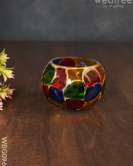 Multicoloured Glass Candle Holder - Wbg0967 Candles