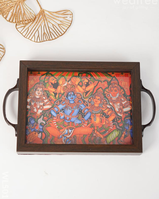 Wooden Tray with Pattachitra Digital Print - WL5016 Wooden Trays