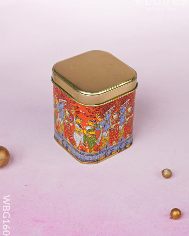 Pattachitra Printed Tin Box - WBG1609 Tin Jars & Boxes RG