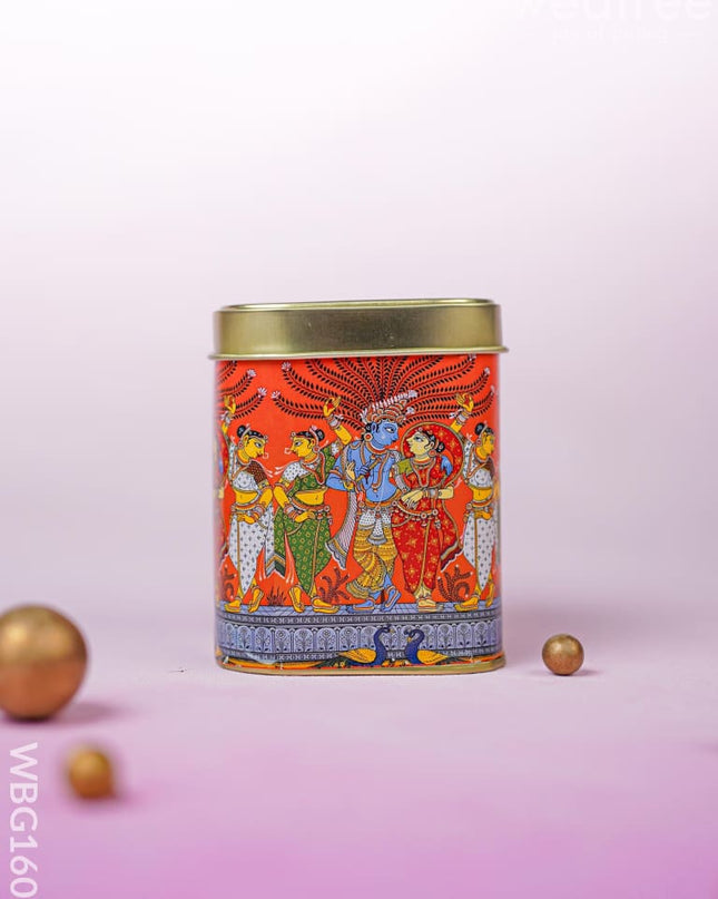 Pattachitra Printed Tin Box - WBG1609 Tin Jars & Boxes RG