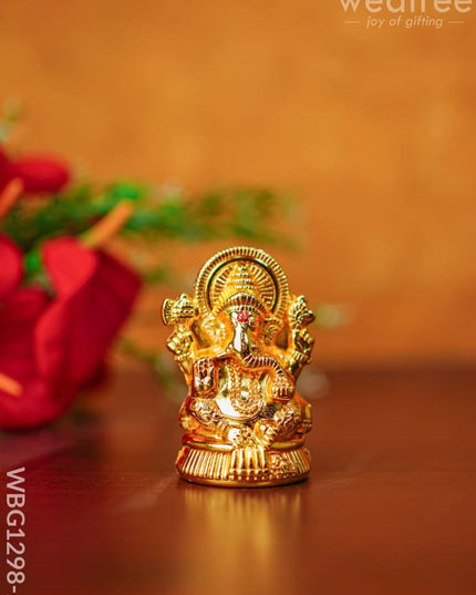 Zinc Alloy Ganesha Idol - Wbg1298 Gold Finish Divine Figurines