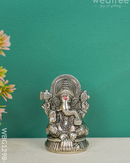 Zinc Alloy Ganesha Idol - Wbg1298 Silver Antique Murti Rg