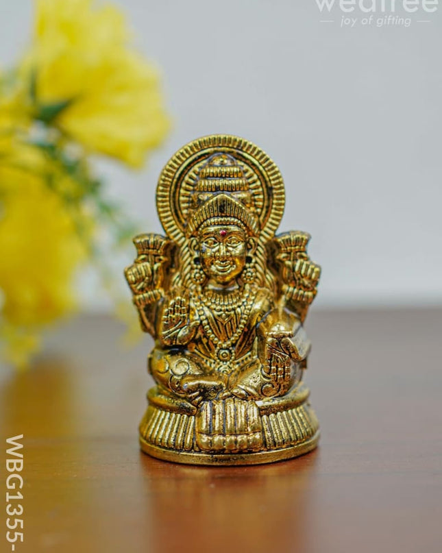 White Metal Lakshmi Idol-Gold Oxidized - Wbg1355-1 Figurine