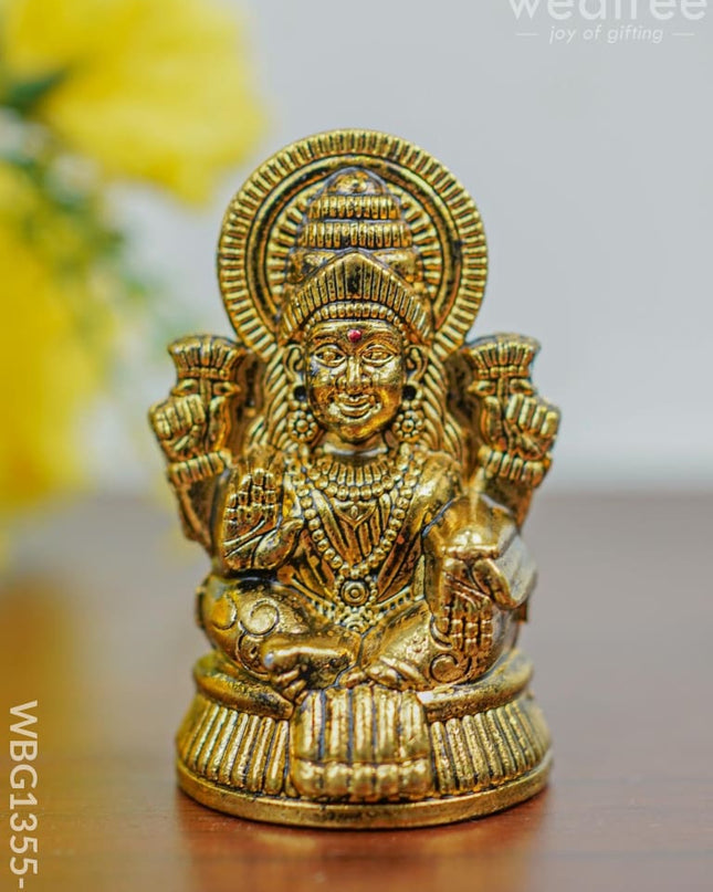 White Metal Lakshmi Idol-Gold Oxidized - Wbg1355-1 Figurine