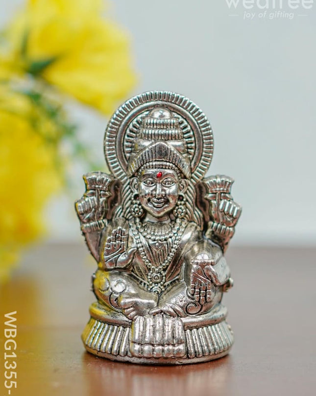 White Metal Lakshmi Idol-Silver Oxidized - Wbg1355-2 Figurine