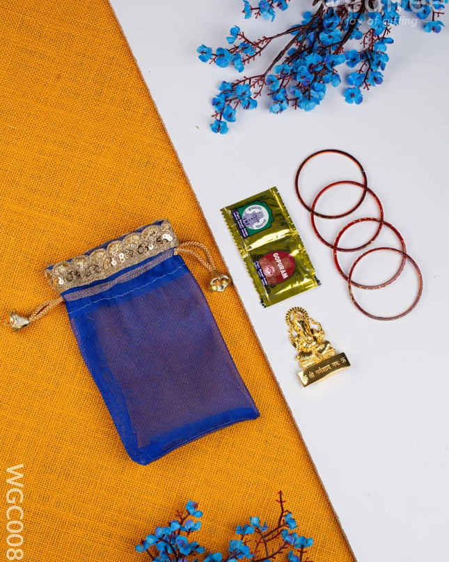 Navratri Combo: String Bag Murti Ganesha with Manjal Kumkum Bangles - WGC0083 - Return Gift Combos