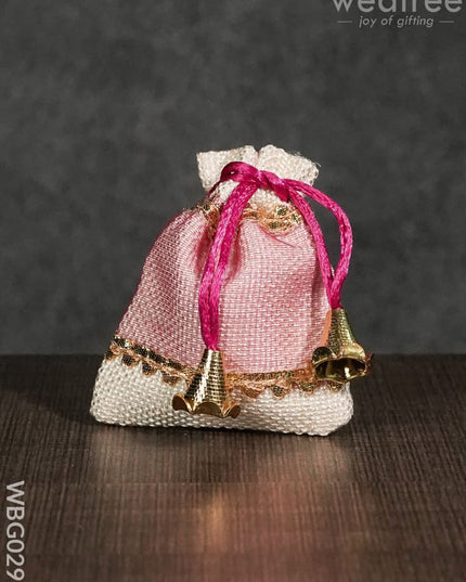 Netted String Bags With Golden Lace And Bells -(3 X 4 ) Inches - Wbg0291