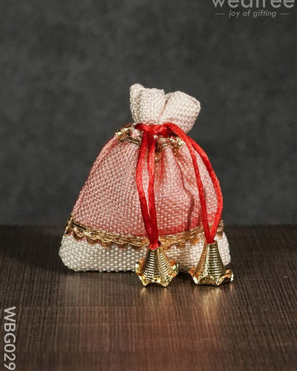Netted String Bags With Golden Lace And Bells -(3 X 4 ) Inches - Wbg0291