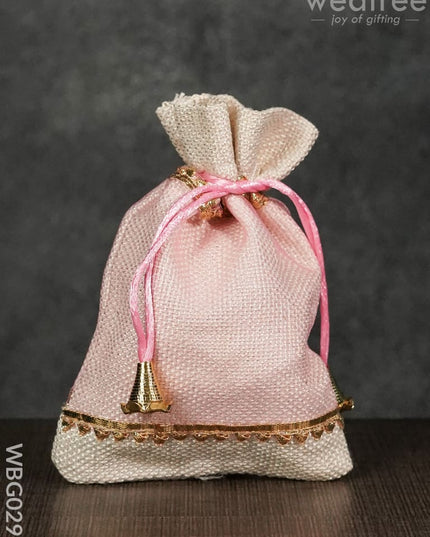 Netted String Bags With Golden Lace And Bells -(5 X 7 ) Inches - Wbg0293