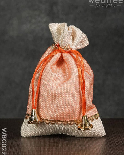 Netted String Bags With Golden Lace And Bells -(5 X 7 ) Inches - Wbg0293