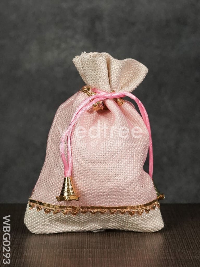 Netted String Bags With Golden Lace And Bells -(5 X 7 ) Inches - Wbg0293