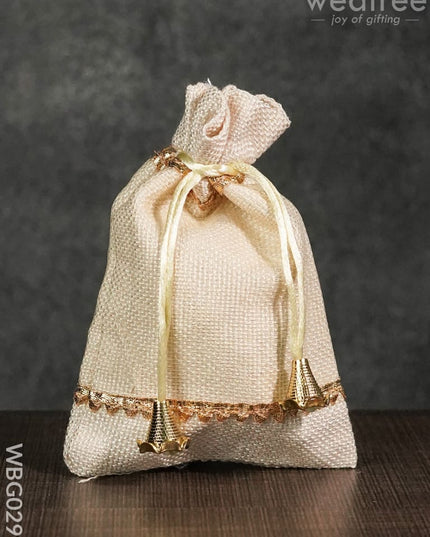 Netted String Bags With Golden Lace And Bells -(5 X 7 ) Inches - Wbg0293