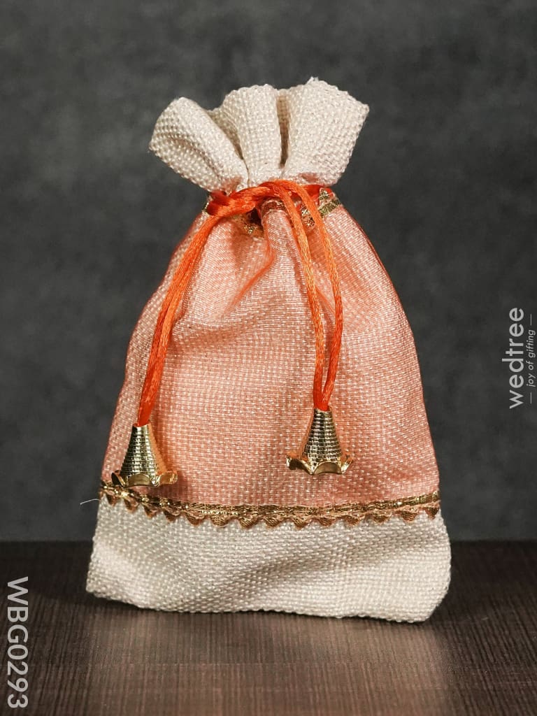 Netted String Bags With Golden Lace And Bells -(5 X 7 ) Inches - Wbg0293