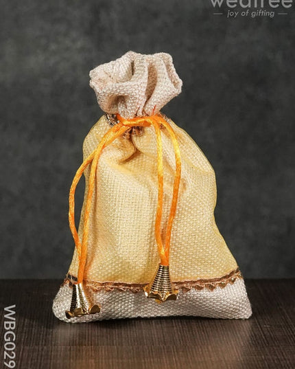 Netted String Bags With Golden Lace And Bells -(5 X 7 ) Inches - Wbg0293