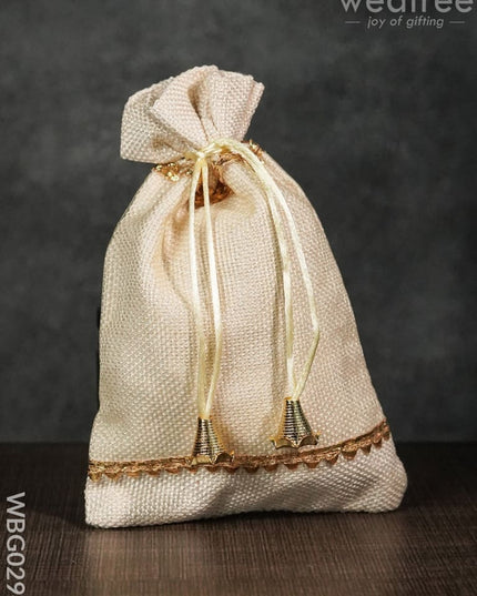 Netted String Bags With Golden Lace And Bells -(6 X 9 ) Inches - Wbg0294