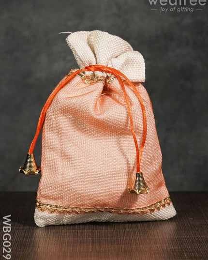 Netted String Bags With Golden Lace And Bells -(6 X 9 ) Inches - Wbg0294