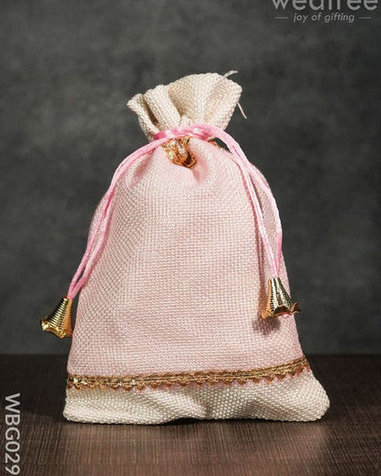 Netted String Bags With Golden Lace And Bells -(6 X 9 ) Inches - Wbg0294