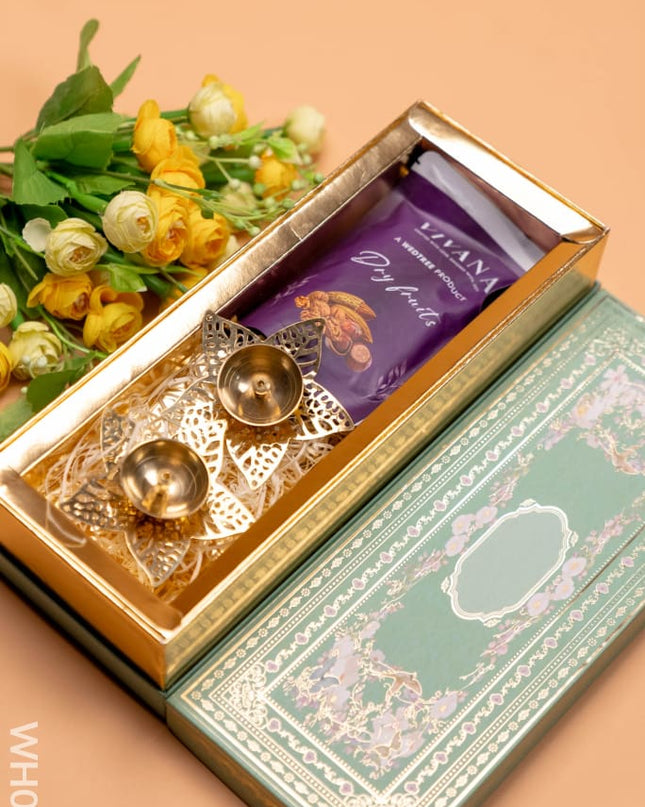 New Year Hamper 3 - Brass Diya and Dry Fruits - WH0037 - Hampers