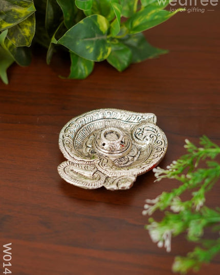 White Metal Om Agarbathi Stand Pooja Utilities
