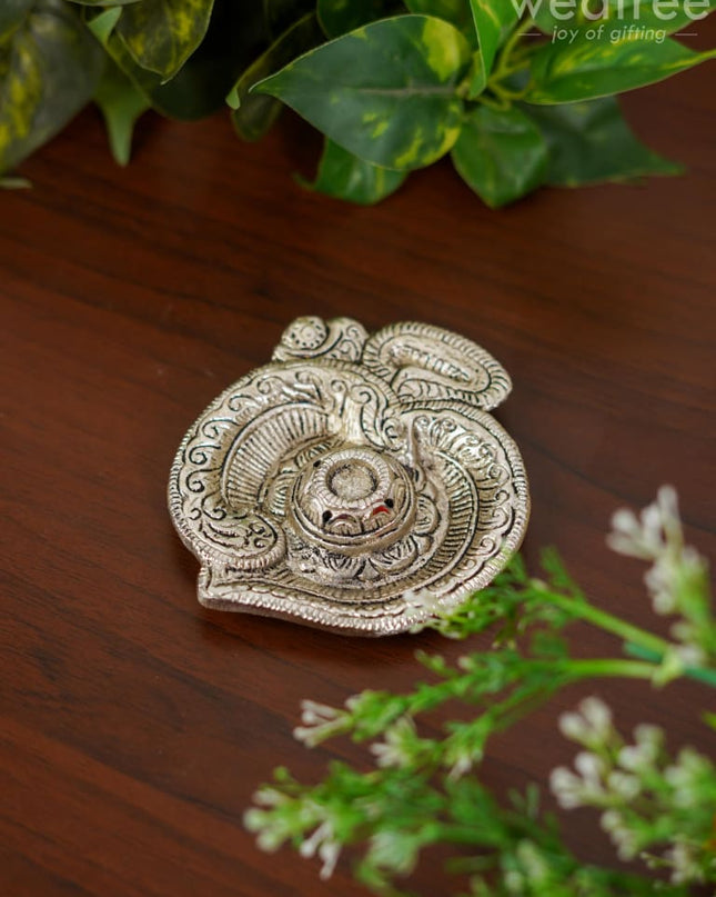 White Metal Om Agarbathi Stand Pooja Utilities