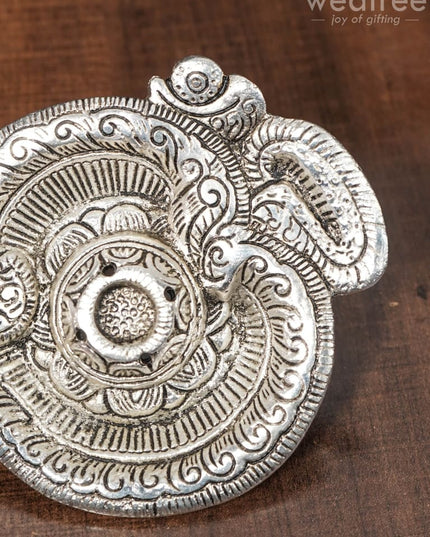 White Metal Om Agarbathi Stand Pooja Utilities