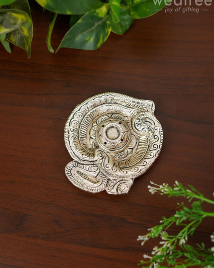 White Metal Om Agarbathi Stand Pooja Utilities