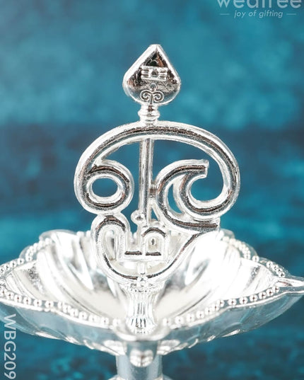OM Diya - 3 inch - WBG2096 - White Metal Diya RG