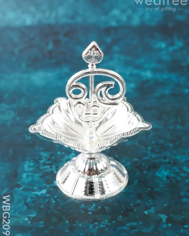OM Diya - 3 inch - WBG2096 - White Metal Diya RG