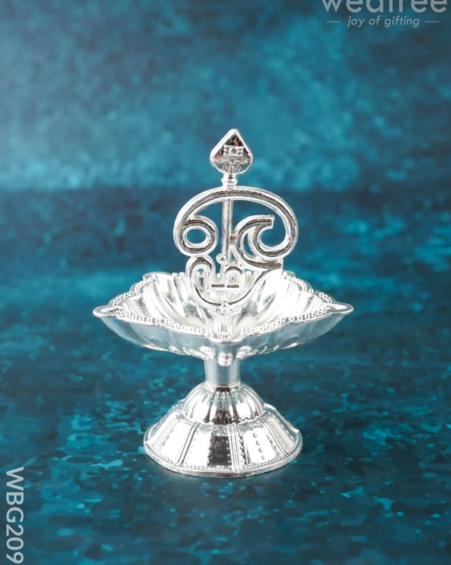 OM Diya - 3 inch - WBG2096 - White Metal Diya RG