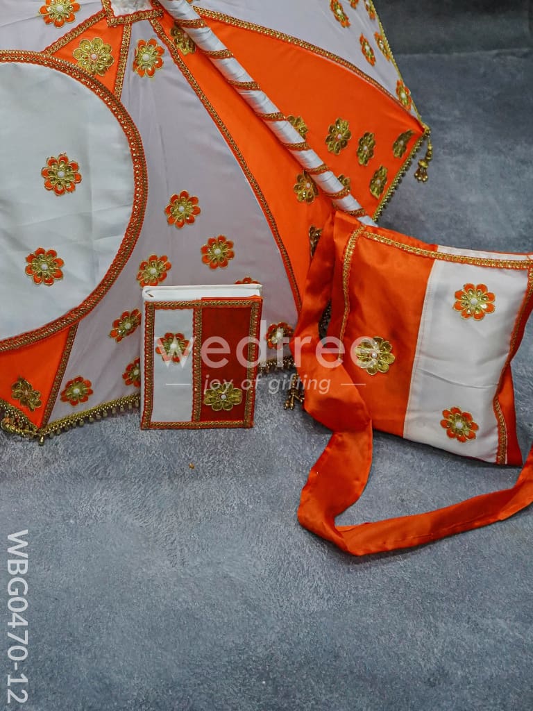 Orange & White Color Kasi Yatra Set - Wbg0470-12 Wedding Essentials