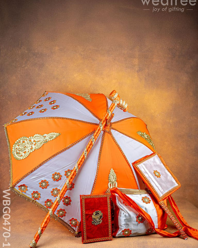 Orange & White Color Kasi Yatra Set - WBG0470-12 - Wedding Essentials