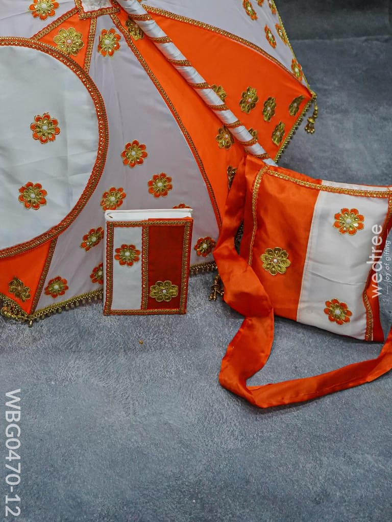 Orange & White Color Kasi Yatra Set - Wbg0470-12 Wedding Essentials
