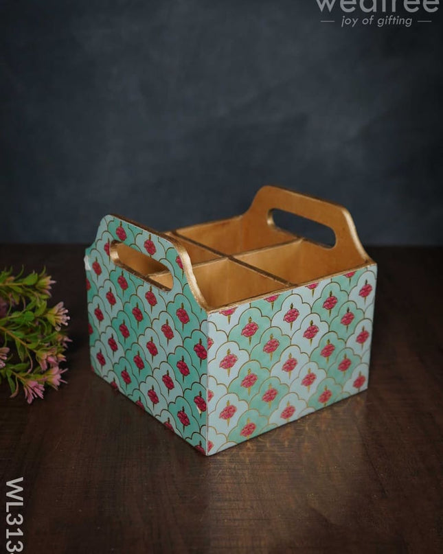 Digital Printed Organizer Box - 4 Partitions Wl3134 Wooden Utility