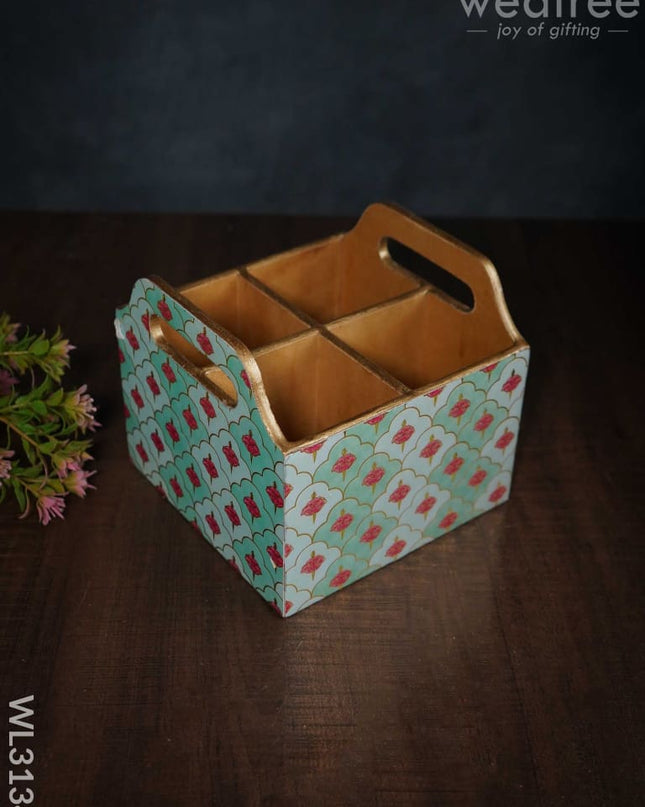Digital Printed Organizer Box - 4 Partitions Wl3134 Wooden Utility
