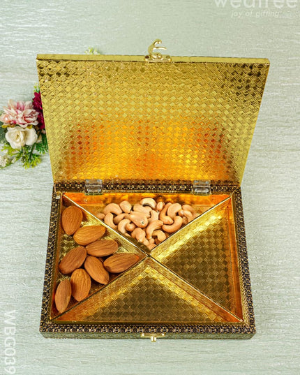 Oxidised Dry Fruit Box Embossed with Radha Krishna - WBG0399 - Dry Fruit Box RG