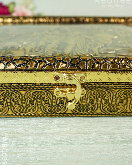 Oxidised Dry Fruit Box Embossed with Radha Krishna - WBG0399 - Dry Fruit Box RG