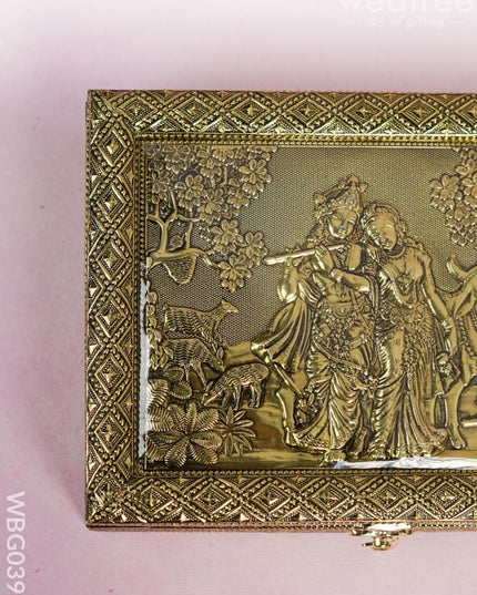 Oxidised Dry Fruit Box Embossed with Radha Krishna - WBG0399 Dry Fruit Box