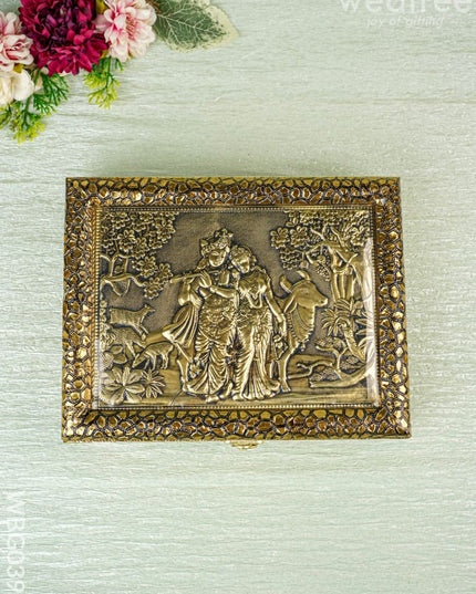 Oxidised Dry Fruit Box Embossed with Radha Krishna - WBG0399 - Dry Fruit Box RG