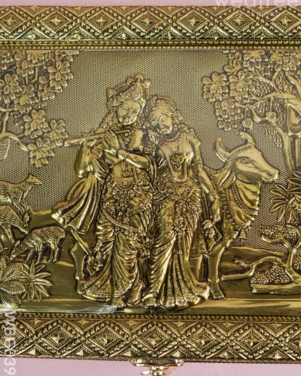 Oxidised Dry Fruit Box Embossed with Radha Krishna - WBG0399 Dry Fruit Box