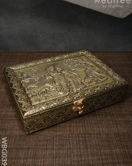 Oxidized Dry Fruit Box - Radha Krishna Embossed Small Wbg0399
