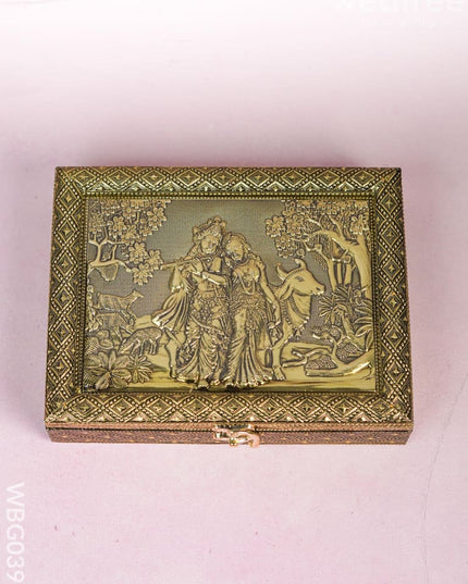 Oxidised Dry Fruit Box Embossed with Radha Krishna - WBG0399 Dry Fruit Box