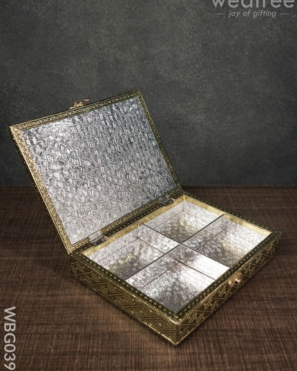 Oxidized Dry Fruit Box - Radha Krishna Embossed Small Wbg0399