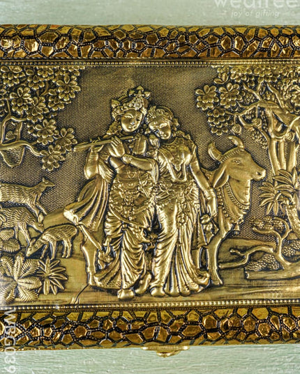 Oxidised Dry Fruit Box Embossed with Radha Krishna - WBG0399 - Dry Fruit Box RG